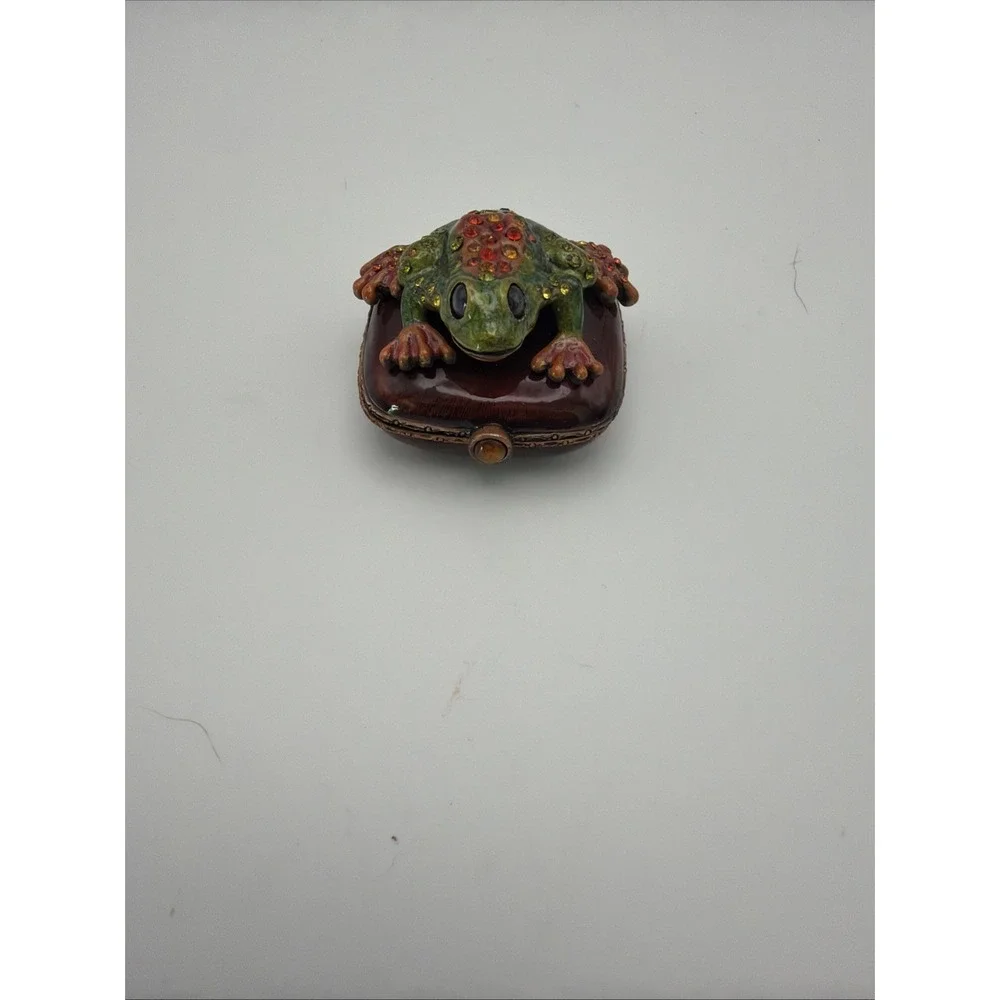 Jay Strongwater Hand Painted Trinket Box Decoration Enameled Mini  Frog